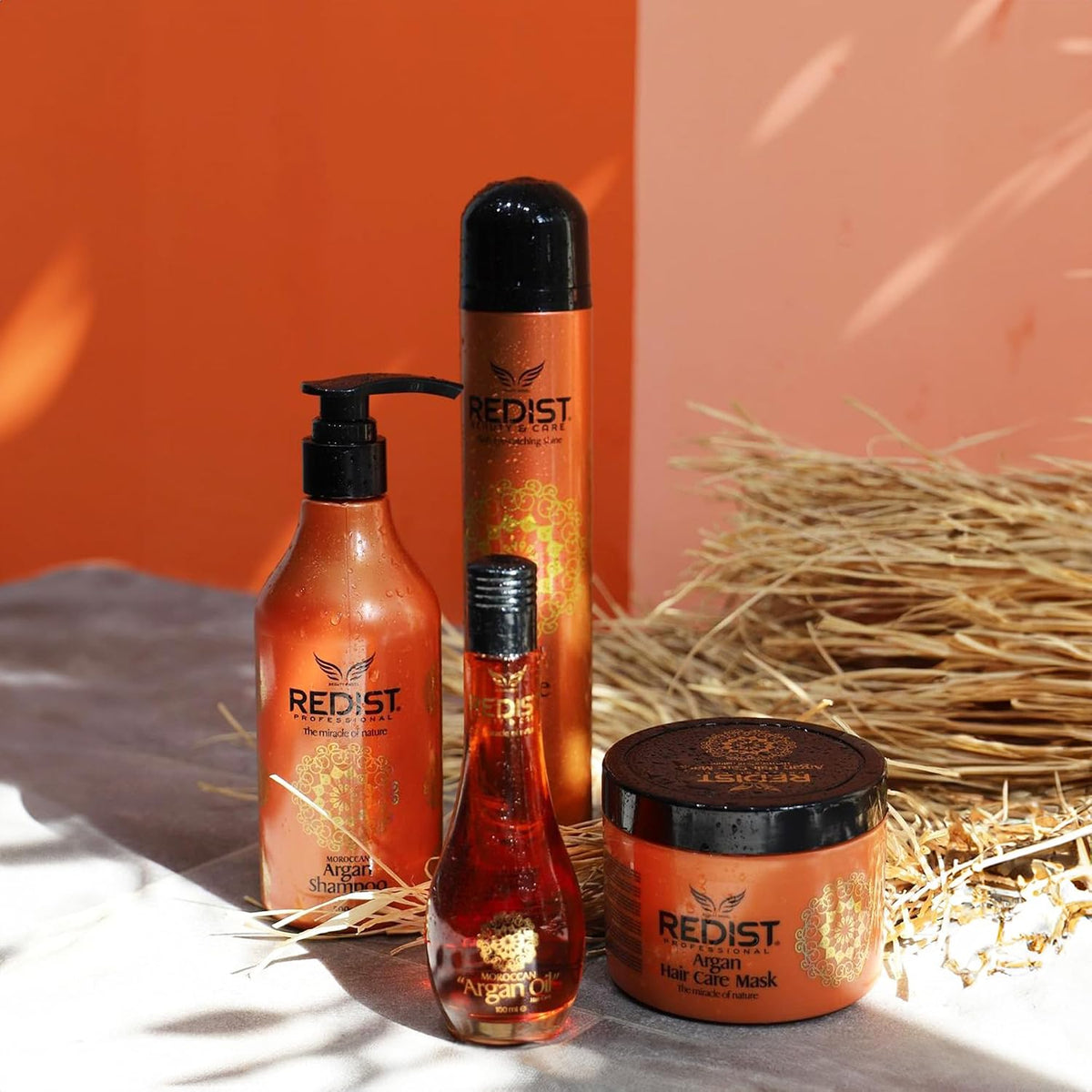 Redist Argan Haarpflege Set – Shampoo 500 ml + Haarmaske 475 ml + Two Phase Conditioner 400 ml