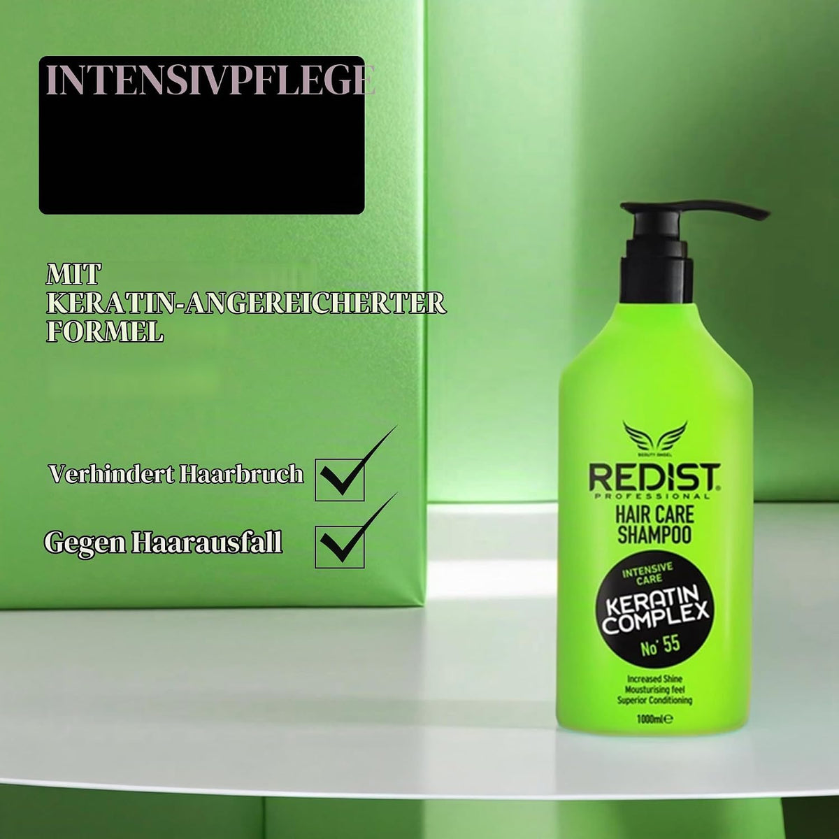 Redist Keratin Haarpflege Set – Shampoo 500 ml + Haarmaske 475 ml + Two Phase Conditioner 400 ml + Haarparfüm Love Garden 50 ml