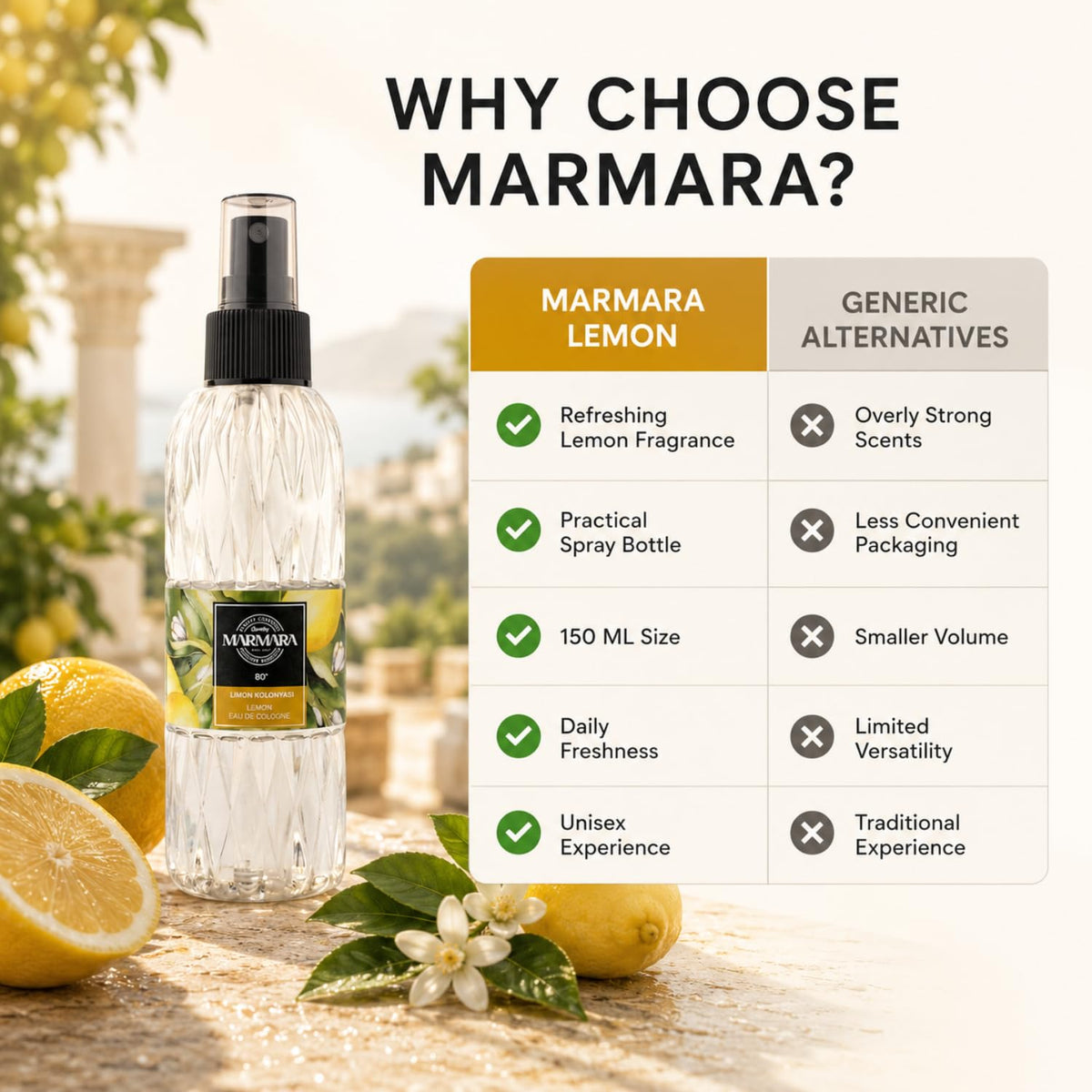 Marmara Cologne 150 ml Lemon Spray 2er Pack