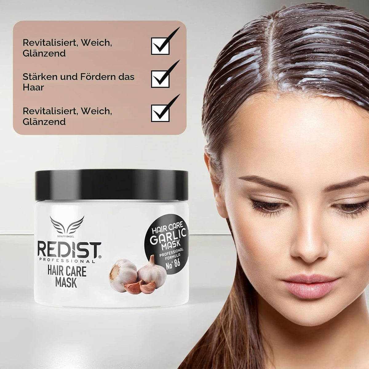 Redist Anti-Haarausfall Haarpflege Set – Biotin Shampoo 500 ml + Knoblauch Haarmaske 475 ml