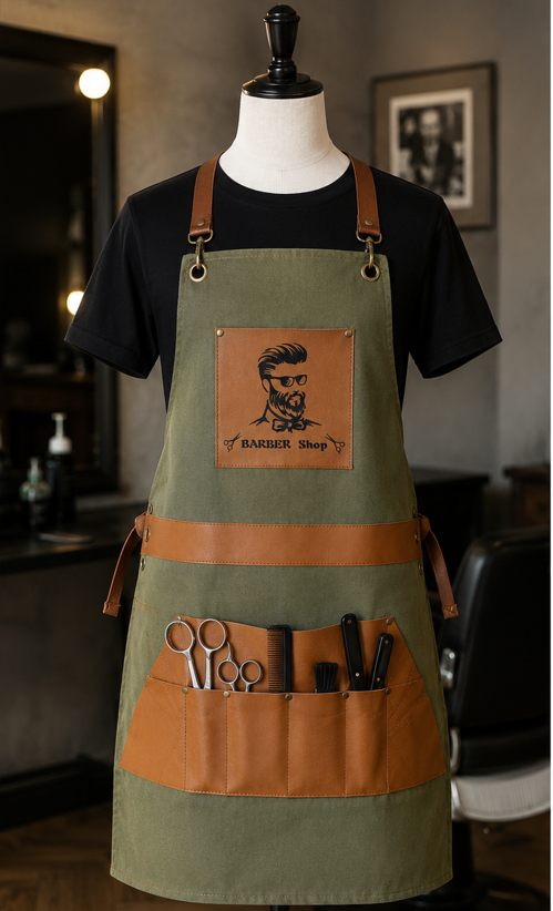 Professionelle Barber- & Friseurschürze in Grün
